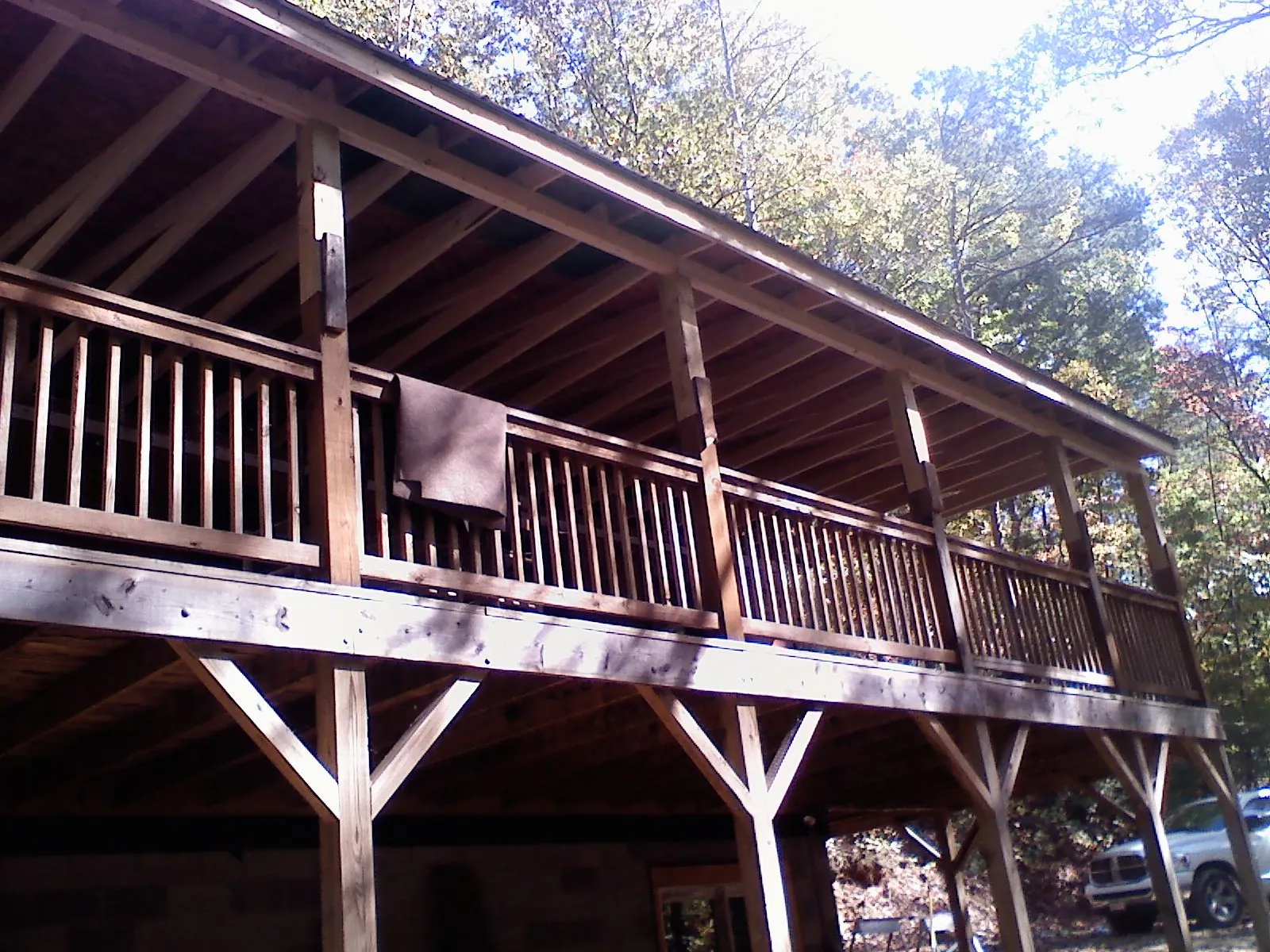 Timber framing under a new elevated porch and deck — Roof Leak Repair in Nicholasville by Roofing Brothers